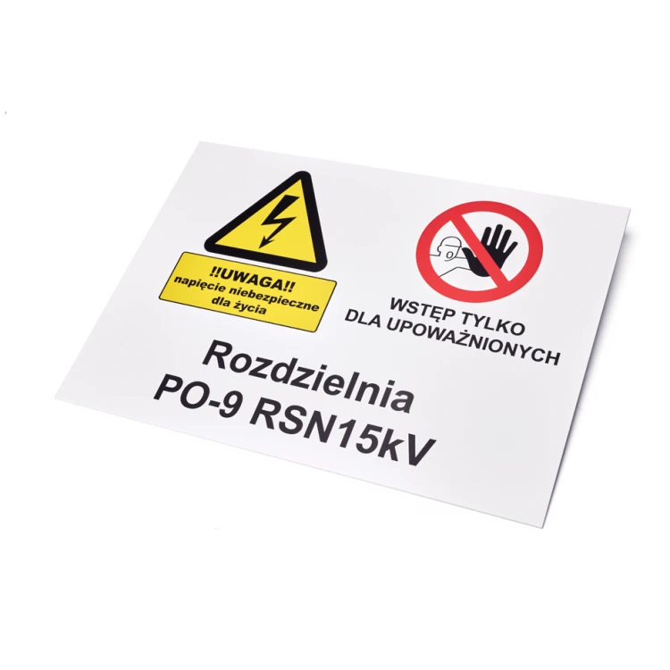 Tabliczka znamionowa ze znakami ostrzegawczymi - wym. 420x297mm (A3) - PVC - kolorowy druk UV - BHP187