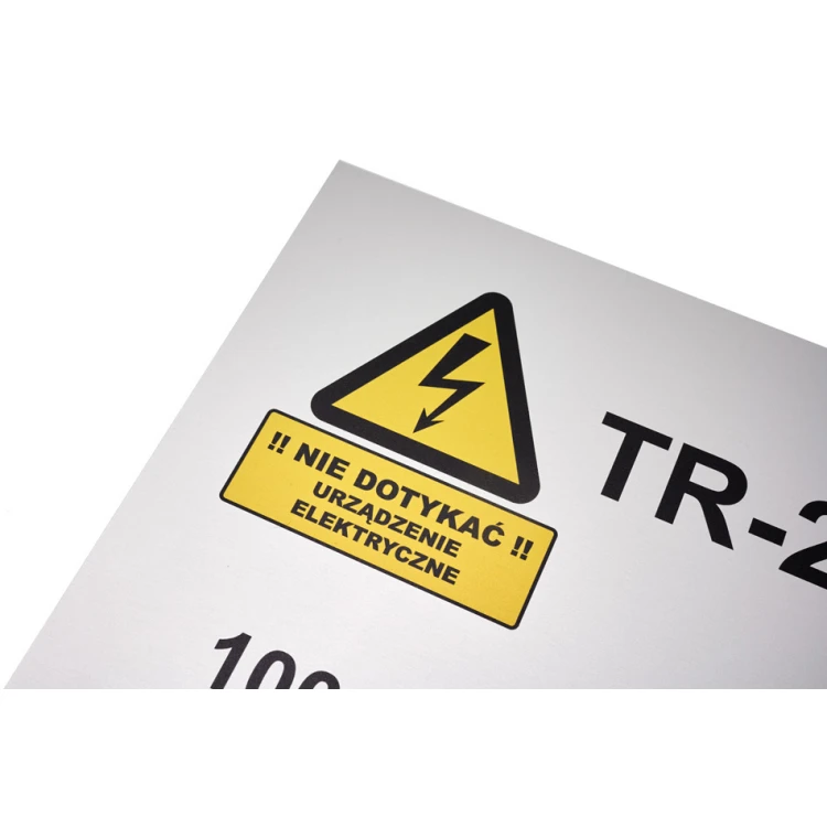 Tabliczka znamionowa ze znakami ostrzegawczymi - wym. 297x210mm (A4) - aluminium anodowane - niezniszczalny druk - BHP188