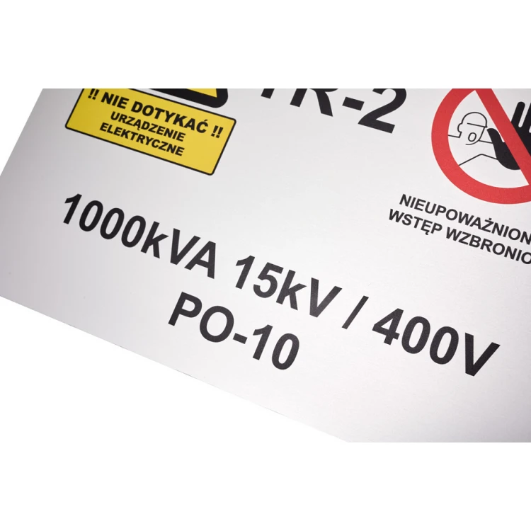Tabliczka znamionowa ze znakami ostrzegawczymi - wym. 297x210mm (A4) - aluminium anodowane - niezniszczalny druk - BHP188