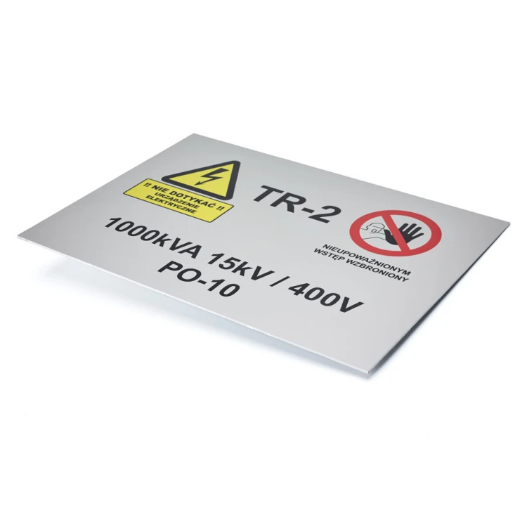 Tabliczka znamionowa ze znakami ostrzegawczymi - wym. 297x210mm (A4) - aluminium anodowane - niezniszczalny druk - BHP188