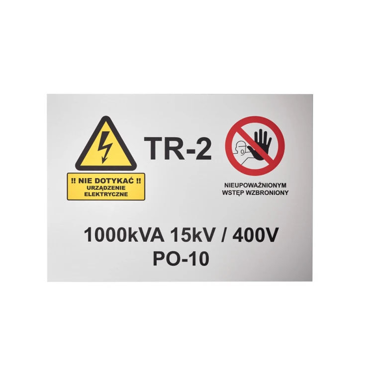 Tabliczka znamionowa ze znakami ostrzegawczymi - wym. 297x210mm (A4) - aluminium anodowane - niezniszczalny druk - BHP188