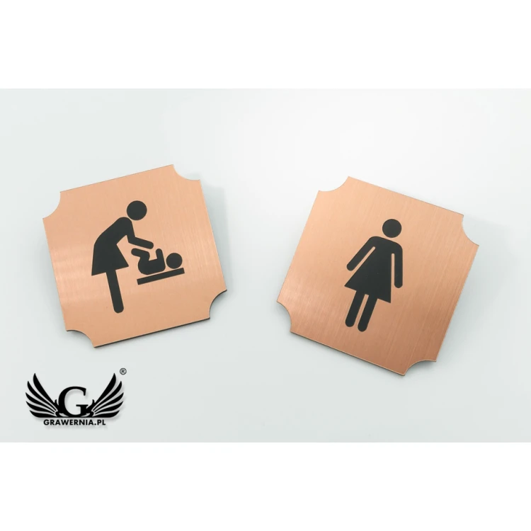 Tabliczki na toalety - laminat miedziany lub caffe latte  - wym. 50x50mm - TT010