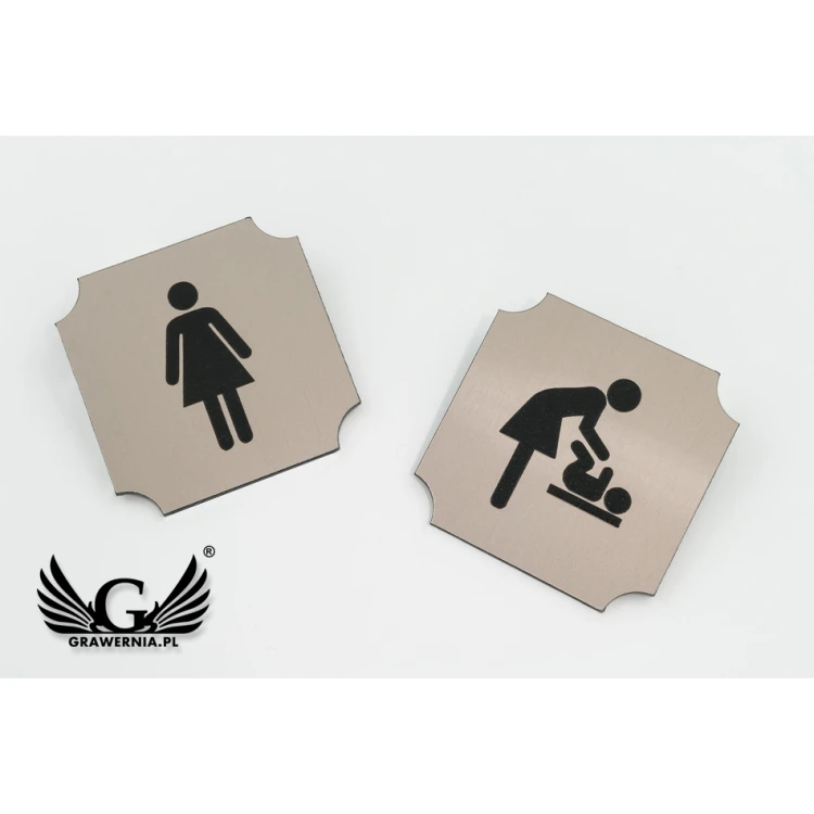 Tabliczki na toalety - laminat miedziany lub caffe latte  - wym. 50x50mm - TT010