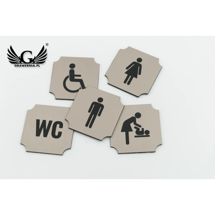 Tabliczki na toalety - laminat miedziany lub caffe latte  - wym. 50x50mm - TT010