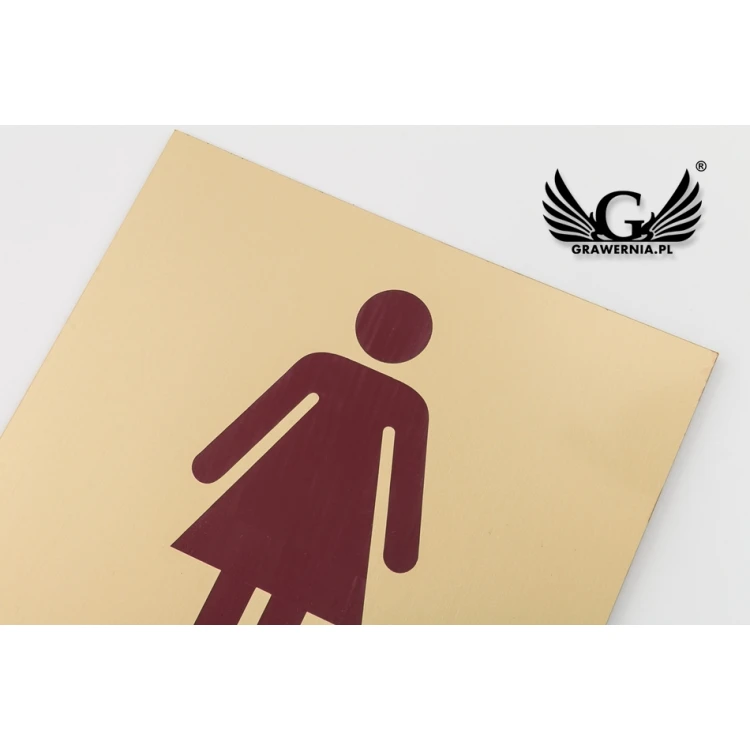 Tabliczki na toalety - złoty laminat z kolorowym grawerem - wym. 150x150mm - TT013