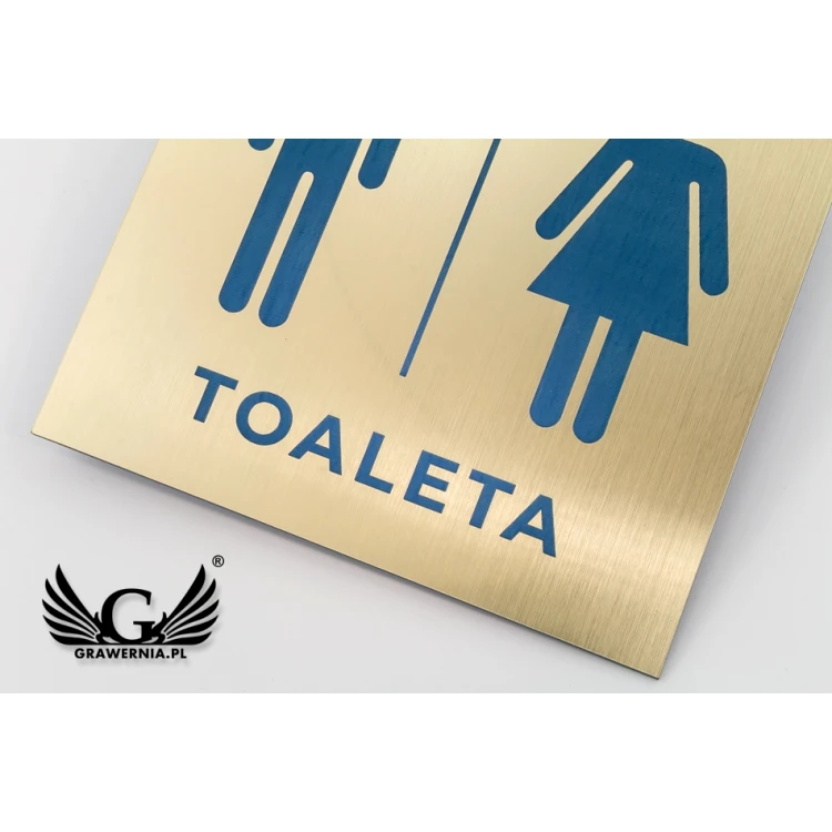 Tabliczki na toalety - złoty laminat z kolorowym grawerem - wym. 150x150mm - TT013