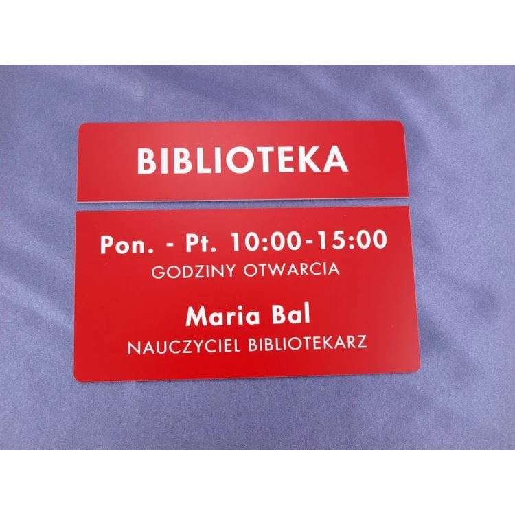 Tabliczki dwuczęściowe na drzwi lub ścianę - czerwone - wym. 20x5cm + 20x10cm