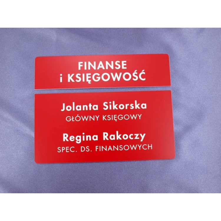 Tabliczki dwuczęściowe na drzwi lub ścianę - czerwone - wym. 20x5cm + 20x10cm