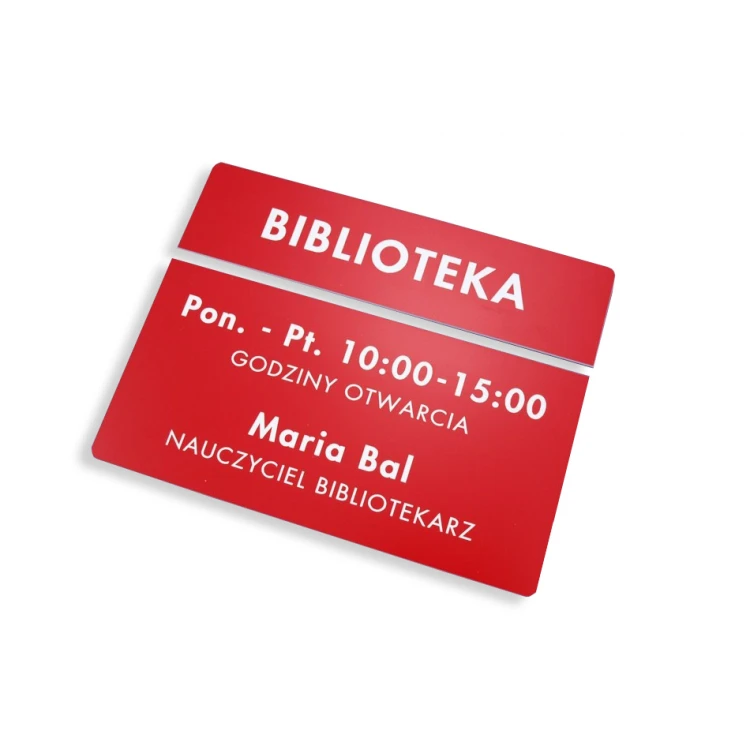 Tabliczki dwuczęściowe na drzwi lub ścianę - czerwone - wym. 20x5cm + 20x10cm
