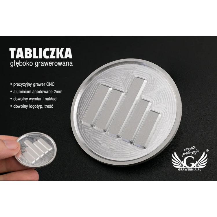 Custom Logo For Your Original Product - tabliczka głęboko grawerowana - wym. 37x37mm - TAB089