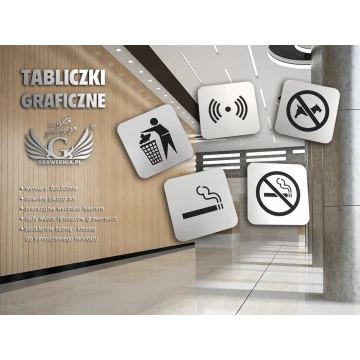 Tabliczki graficzne - oznakowanie pomieszczeń i korytarzy tabliczkami 80x80mm
