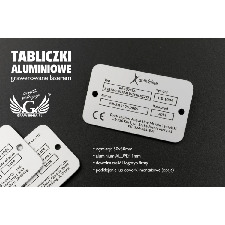 Tabliczka grawerowana z aluminium aluply - wymiar 50x30mm - TAB063