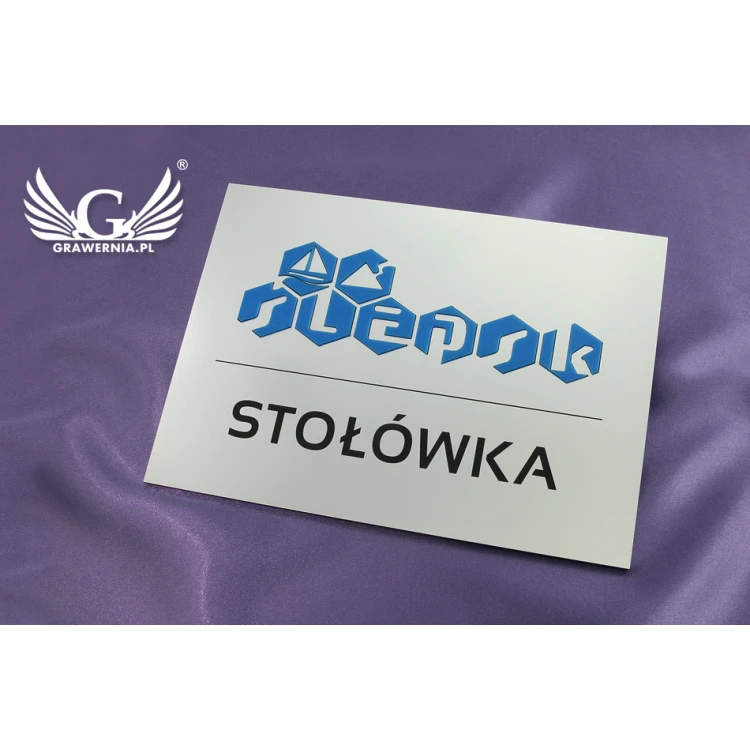 Tabliczki informacyjne dla firmy i biura z wypukłym logotypem - SZ098 - wym. 210x150mm