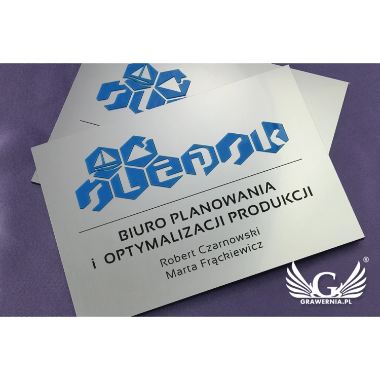 Tabliczki informacyjne dla firmy i biura z wypukłym logotypem - SZ098 - wym. 210x150mm