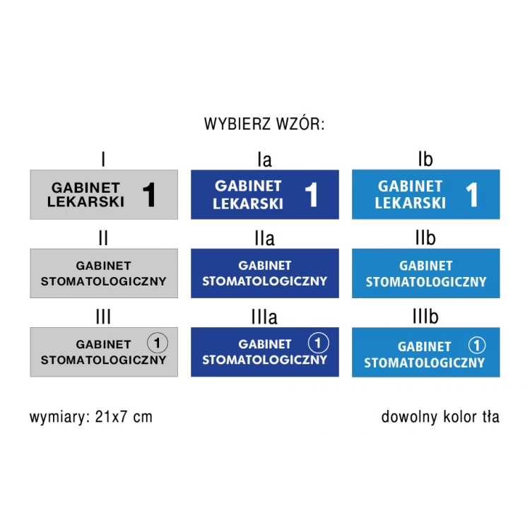 Tabliczki informacyjne dla szpitali i centrum medycznych - wym. 210x70mm - PVC - druk UV - TAB165