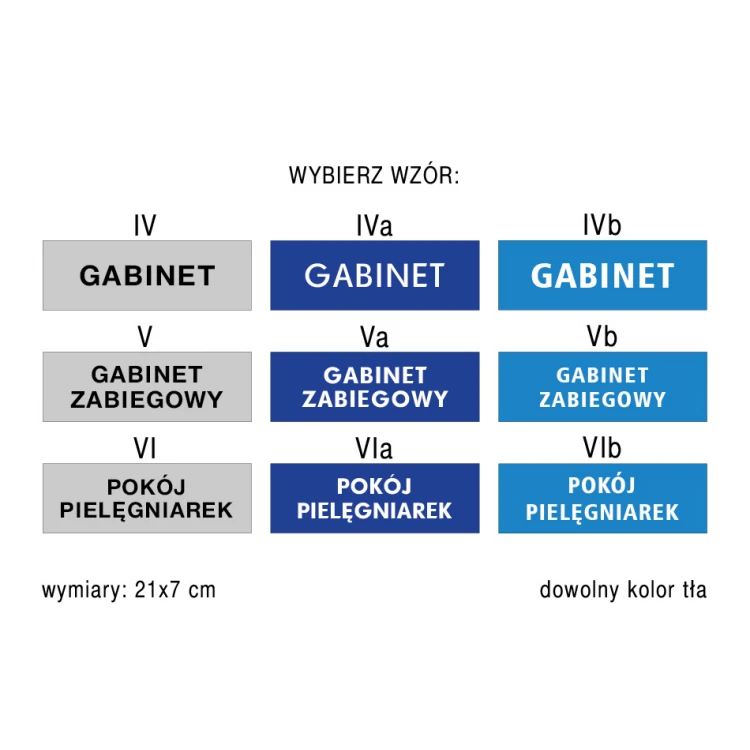 Tabliczki informacyjne dla szpitali i centrum medycznych - wym. 210x70mm - PVC - druk UV - TAB165