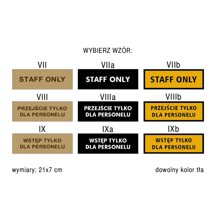Tabliczki informacyjne dla szatni, biur, magazynów - wym. 210x70mm - PVC - druk UV - TAB169