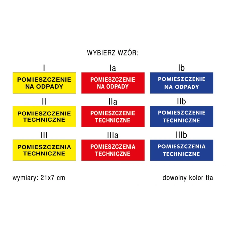Tabliczki informacyjne na pomieszczenia techniczne - wym. 210x70mm - PVC - kolorowy druk UV - TAB161