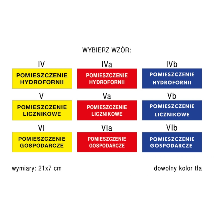 Tabliczki informacyjne na pomieszczenia techniczne - wym. 210x70mm - PVC - kolorowy druk UV - TAB161