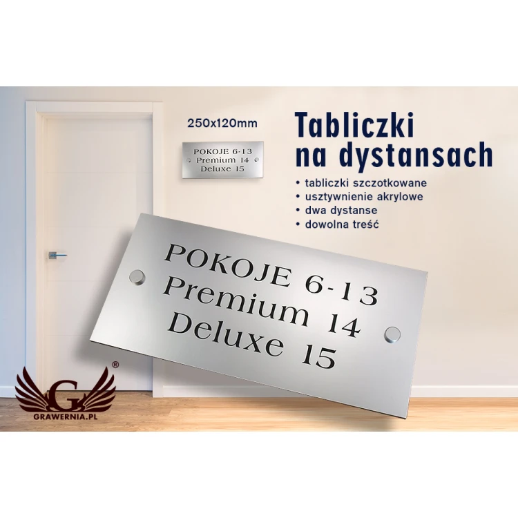 Tabliczki informacyjne - pokoje i apartamenty - SZ016a - wym. 250x120mm