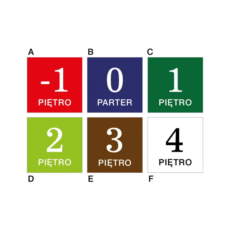 Numeracja pięter - Tabliczka wym. 210x210mm - PVC - druk UV - TAB171