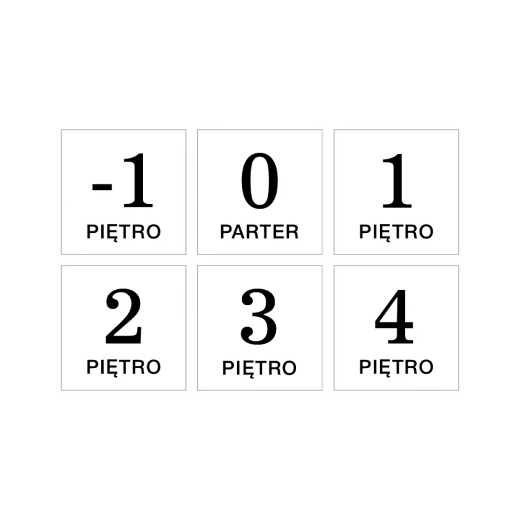 Numeracja pięter - Tabliczka wym. 210x210mm - PVC - druk UV - TAB171