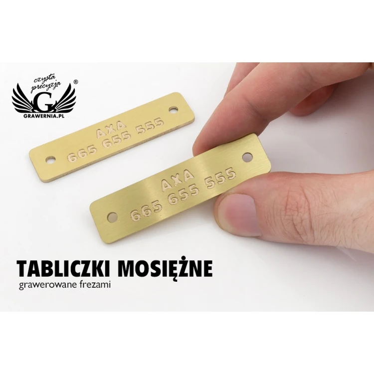 Tabliczka mosiężna grawerowane CNC - wym. 60x15x1,6mm - TAB107