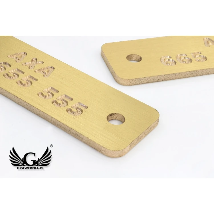 Tabliczka mosiężna grawerowane CNC - wym. 60x15x1,6mm - TAB107
