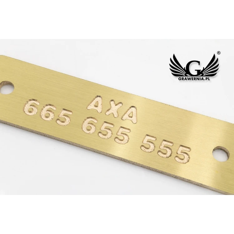 Tabliczka mosiężna grawerowane CNC - wym. 60x15x1,6mm - TAB107