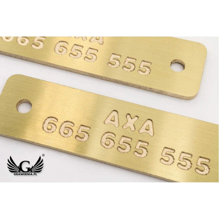 Tabliczka mosiężna grawerowane CNC - wym. 60x15x1,6mm - TAB107