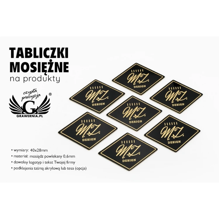 Tabliczka mosiężna grawerowana - wym. 40x28mm - mosiądz czarny powlekany - TAB102