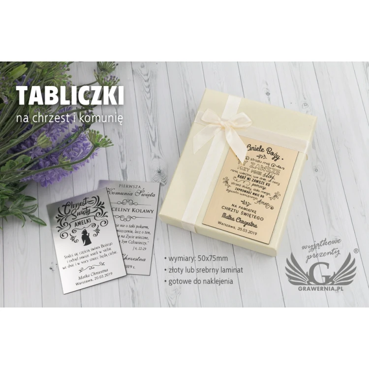 Tabliczki na Chrzest i Komunię Świętą - wym: 50x75mm - TAB072