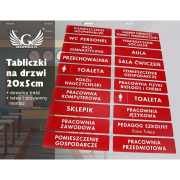 Tabliczki na drzwi - czerwone - wym. 20x5cm