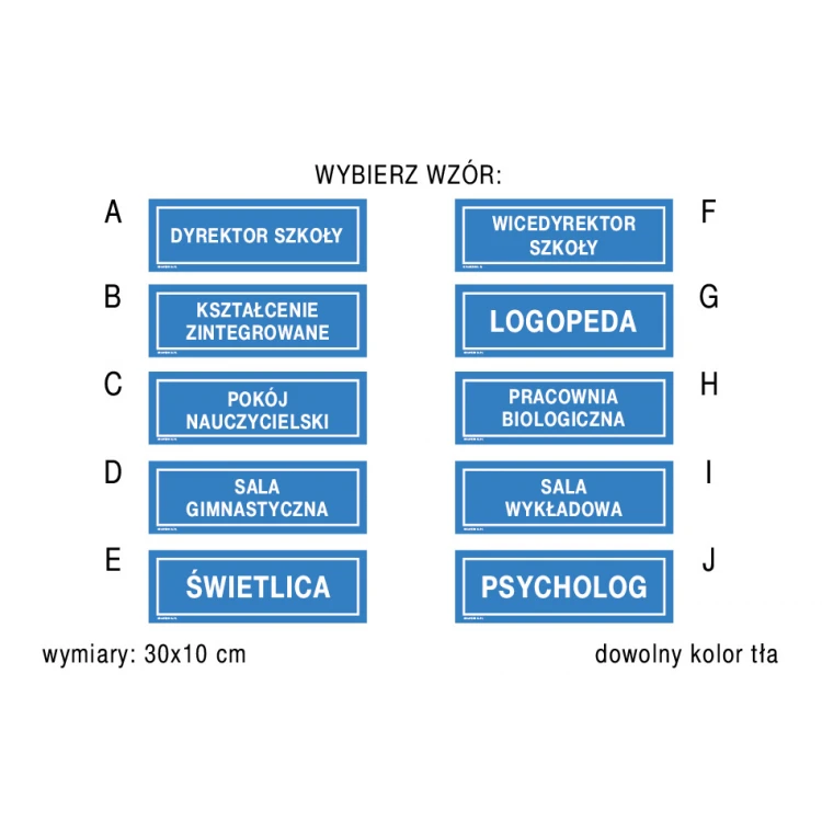 Tabliczki na drzwi dla szkoły - wym. 300x100mm - PVC - druk UV - TAB241