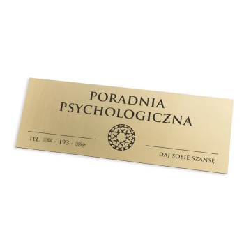 Złota tabliczka na drzwi lub ścianę - laminat grawerski 1,6mm - wym. 290x105mm  - SZ144 