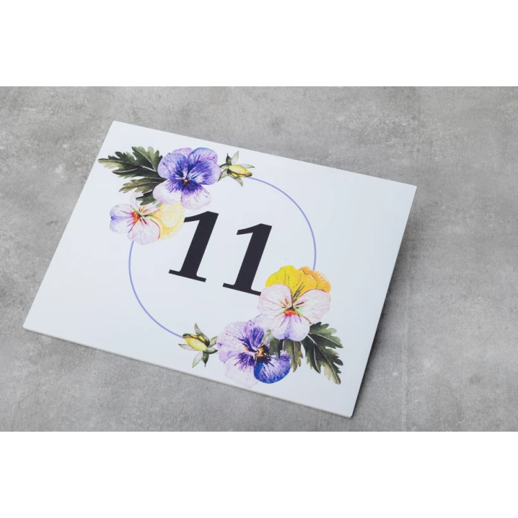 Tabliczki na drzwi z motywem kwiatowym i dowolną numeracją - wym. 200x150mm - PVC - druk UV - TAB408 