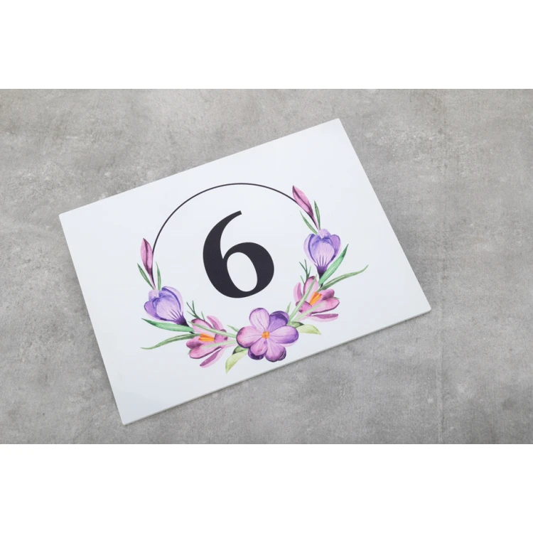 Tabliczki na drzwi z motywem kwiatowym i dowolną numeracją - wym. 200x150mm - PVC - druk UV - TAB408 