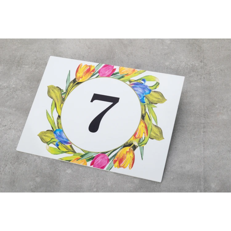Tabliczki na drzwi z motywem kwiatowym i dowolną numeracją - wym. 200x150mm - PVC - druk UV - TAB408 