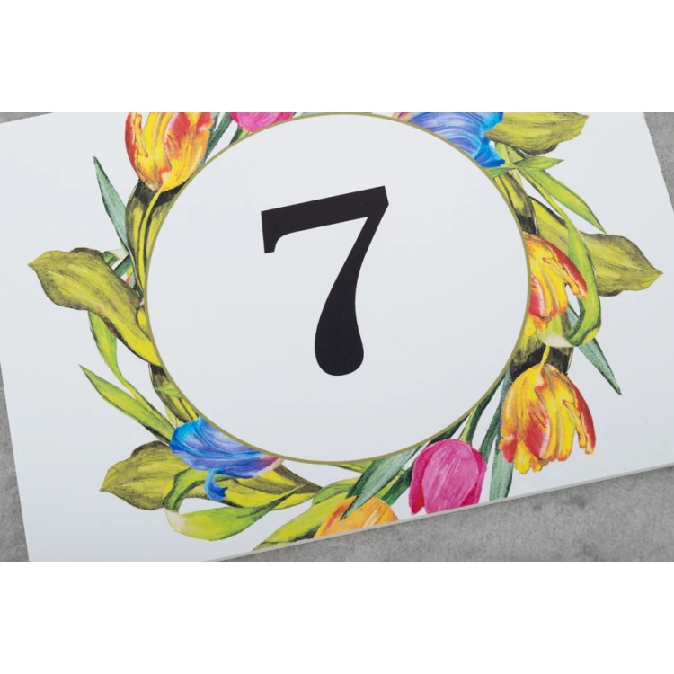 Tabliczki na drzwi z motywem kwiatowym i dowolną numeracją - wym. 200x150mm - PVC - druk UV - TAB408 
