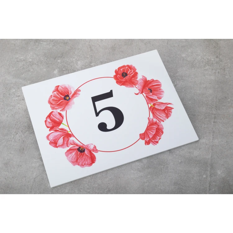 Tabliczki na drzwi z motywem kwiatowym i dowolną numeracją - wym. 200x150mm - PVC - druk UV - TAB408 