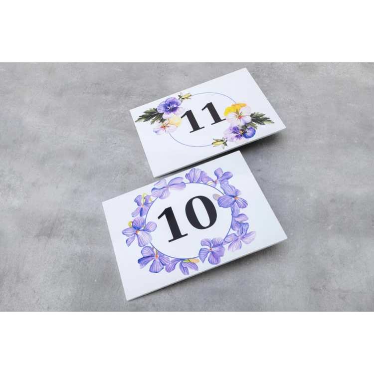 Tabliczki na drzwi z motywem kwiatowym i dowolną numeracją - wym. 200x150mm - PVC - druk UV - TAB408 