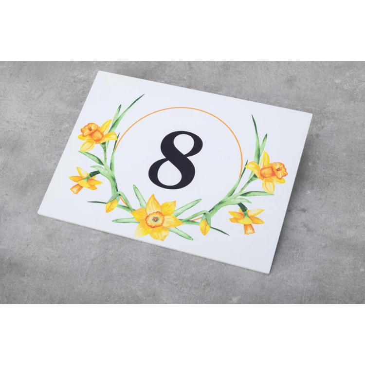Tabliczki na drzwi z motywem kwiatowym i dowolną numeracją - wym. 200x150mm - PVC - druk UV - TAB408 