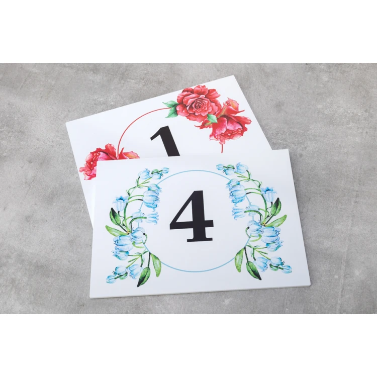 Tabliczki na drzwi z motywem kwiatowym i dowolną numeracją - wym. 200x150mm - PVC - druk UV - TAB408 