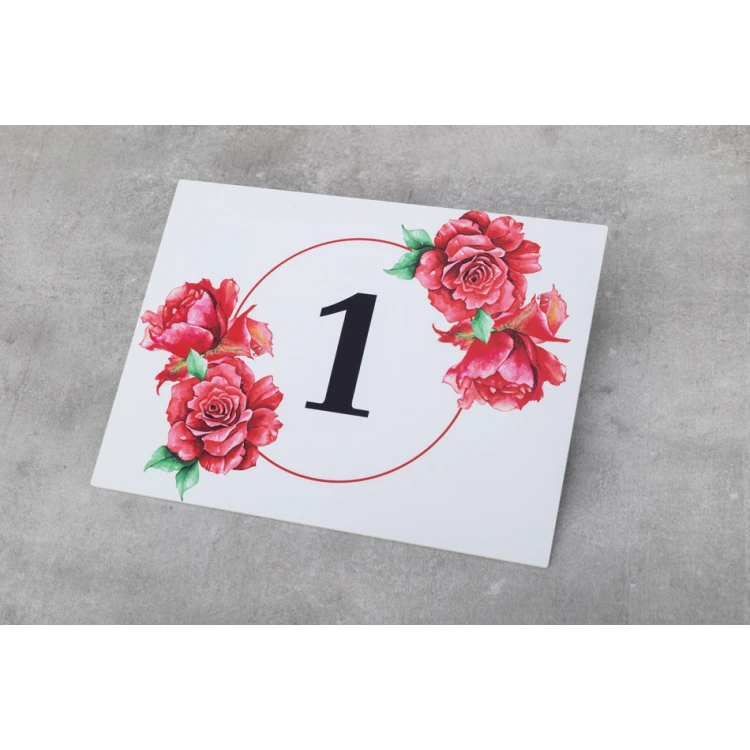 Tabliczki na drzwi z motywem kwiatowym i dowolną numeracją - wym. 200x150mm - PVC - druk UV - TAB408 