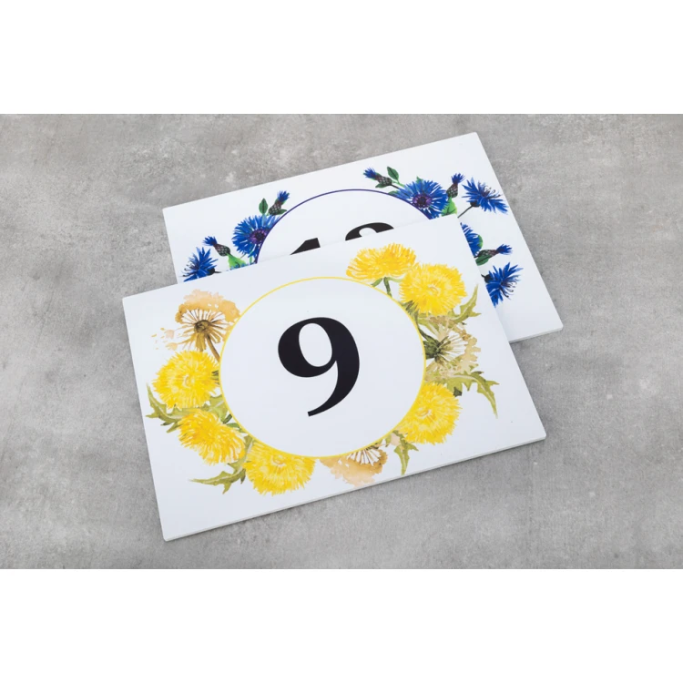 Tabliczki na drzwi z motywem kwiatowym i dowolną numeracją - wym. 200x150mm - PVC - druk UV - TAB408 