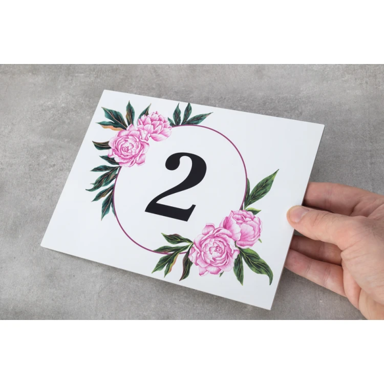 Tabliczki na drzwi z motywem kwiatowym i dowolną numeracją - wym. 200x150mm - PVC - druk UV - TAB408 