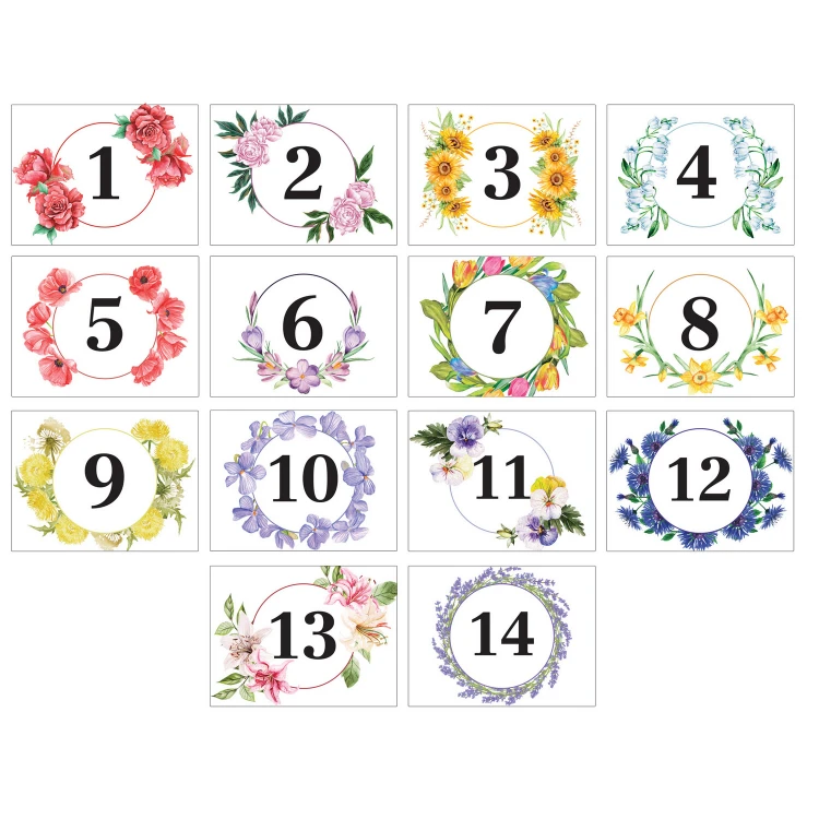 Tabliczki na drzwi z motywem kwiatowym i dowolną numeracją - wym. 200x150mm - PVC - druk UV - TAB408 