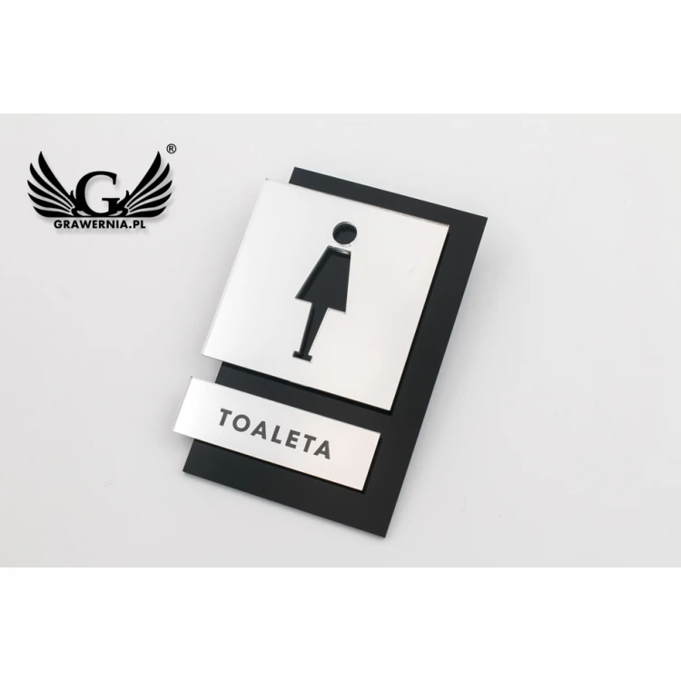 Tabliczki na toalety czarna i lustrzana plexi - wym. 100x145mm - TT031