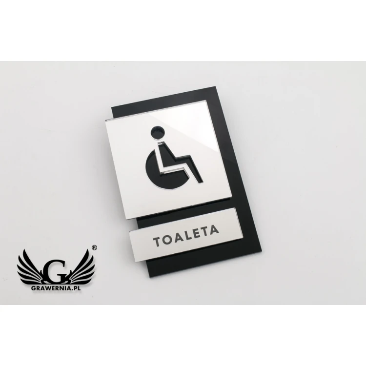 Tabliczki na toalety czarna i lustrzana plexi - wym. 100x145mm - TT031