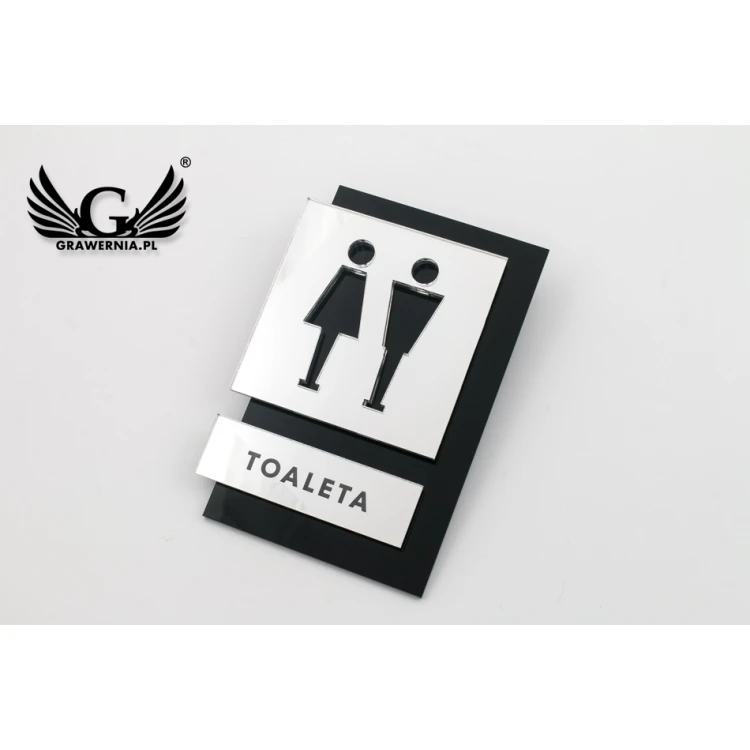 Tabliczki na toalety czarna i lustrzana plexi - wym. 100x145mm - TT031